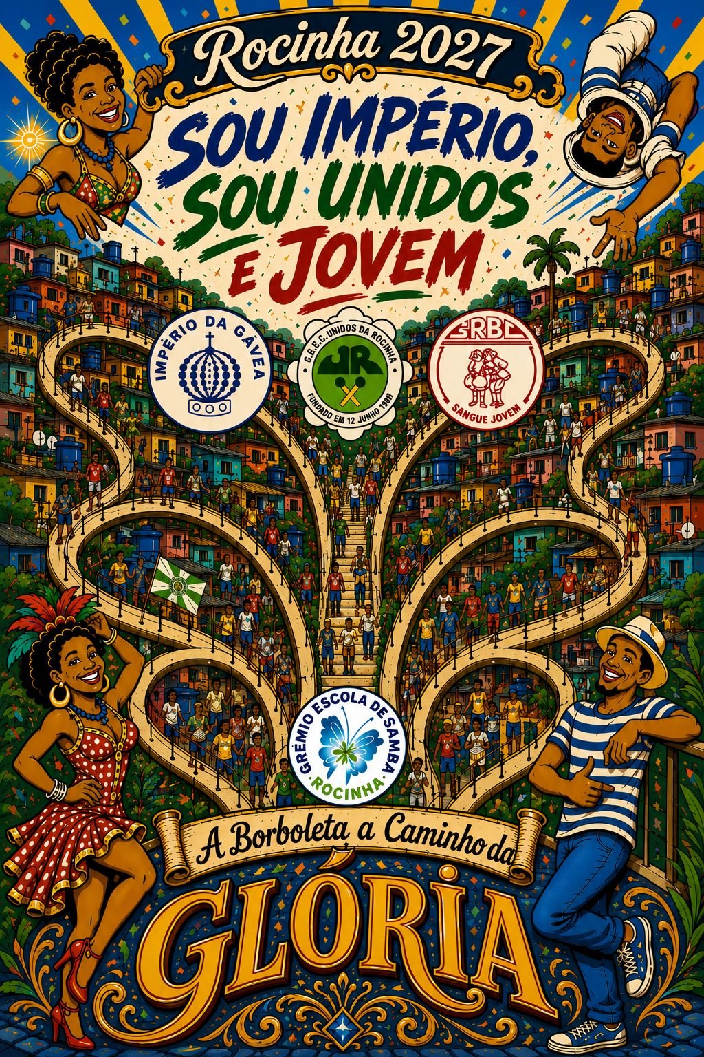 Arte do enredo da G.E.S Acadêmicos da Rocinha para o Carnaval 2027